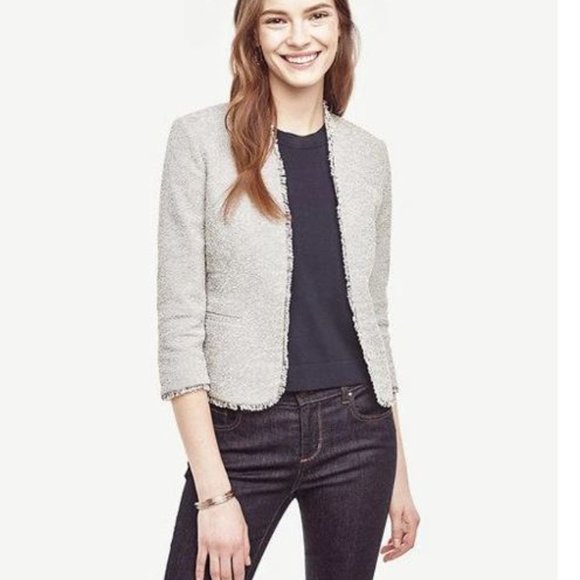 Ann Taylor Factory Jackets & Blazers - Ann Taylor Factory Bolero Fringe Tweed Jacket Size 00